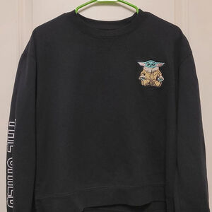 Black Star Wars Baby Yoda crewneck sweatshirt